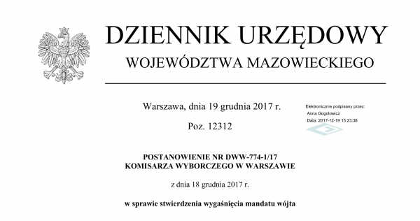 Mandat wójta wygaszony